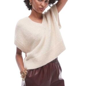 Topshop knit clean v-neck tank in oat